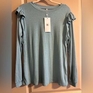 Women's Light Green Ruffle Sleeve Top